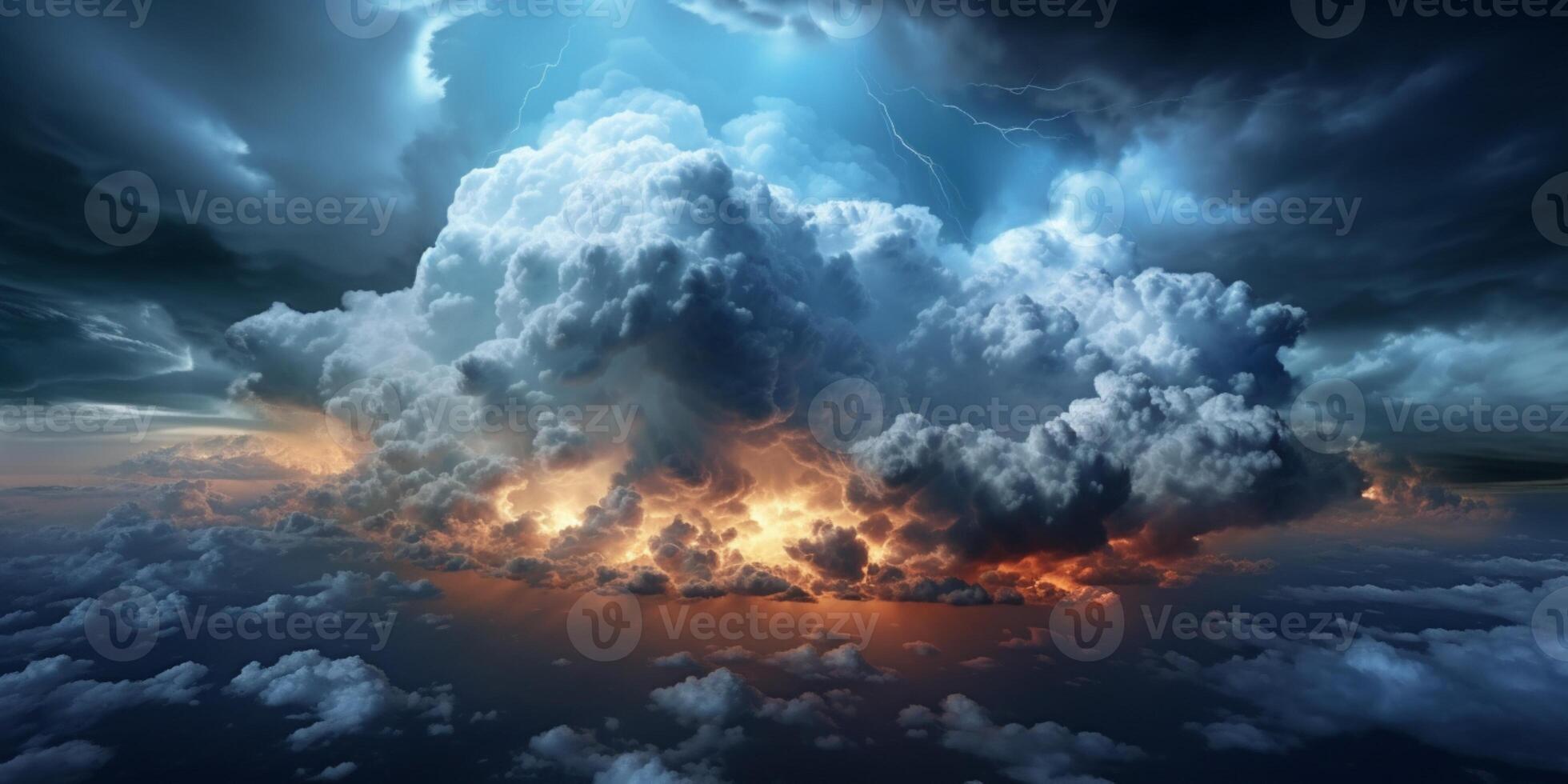 Cumulonimbus clouds and stormy skies, AI Generated photo