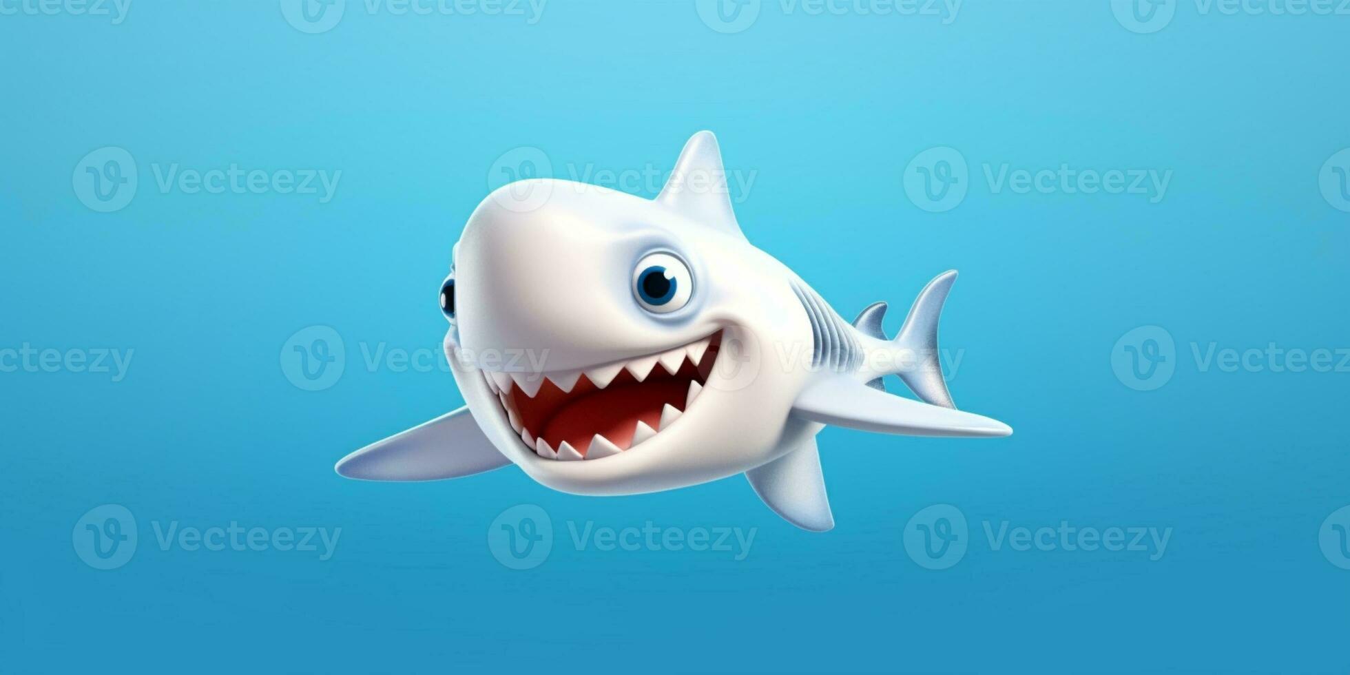 pequeño tiburón animal arcilla dibujos animados animación, ai generado foto