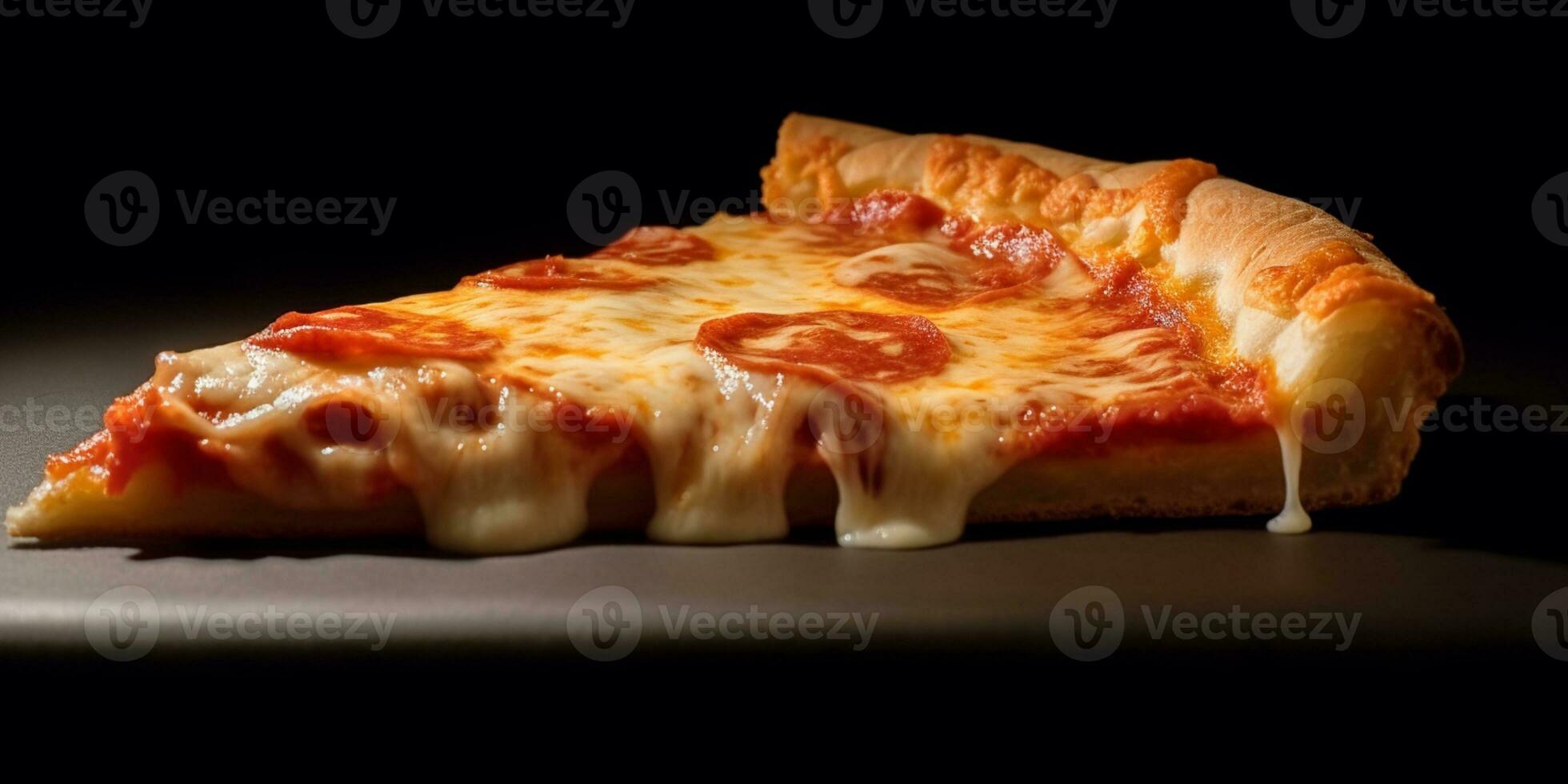 Pizza cheese and sausage blurred background, AI Generateand photo