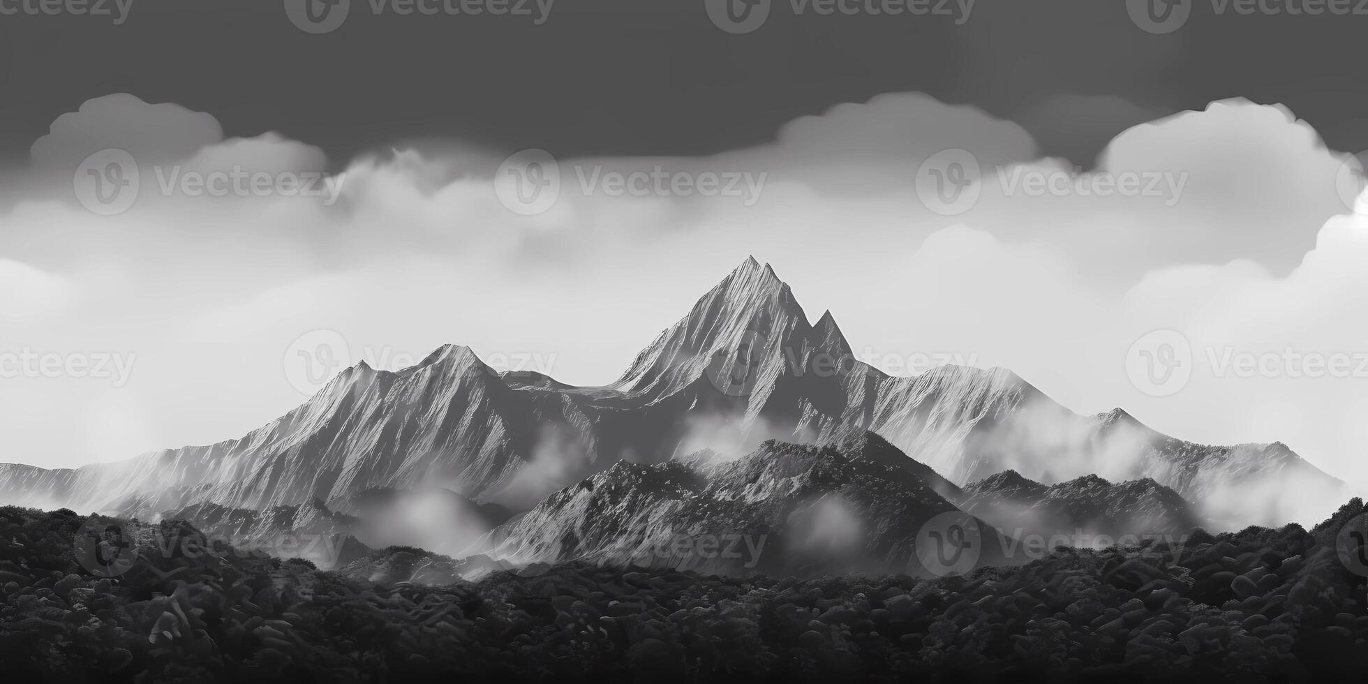 Landscape green mountains top view background, photo