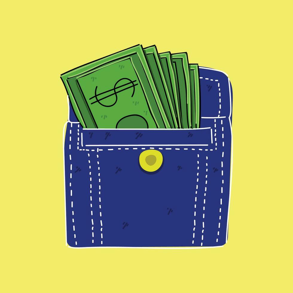 money dollars in a pocket jeans vector illustration design