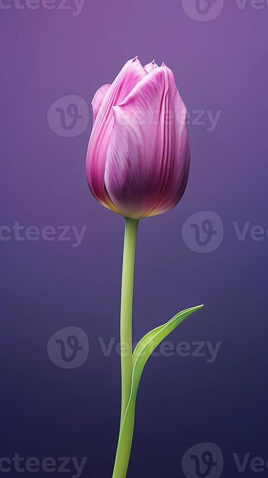 Purple tulip tulipa flower wallpaper background. AI Generated photo