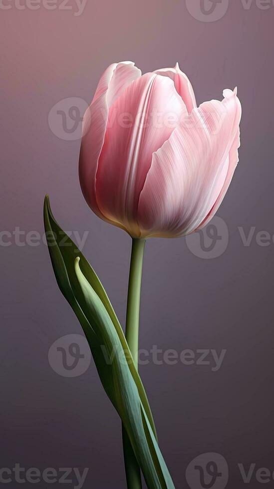 Pink tulip tulipa flower wallpaper background. AI Generated photo