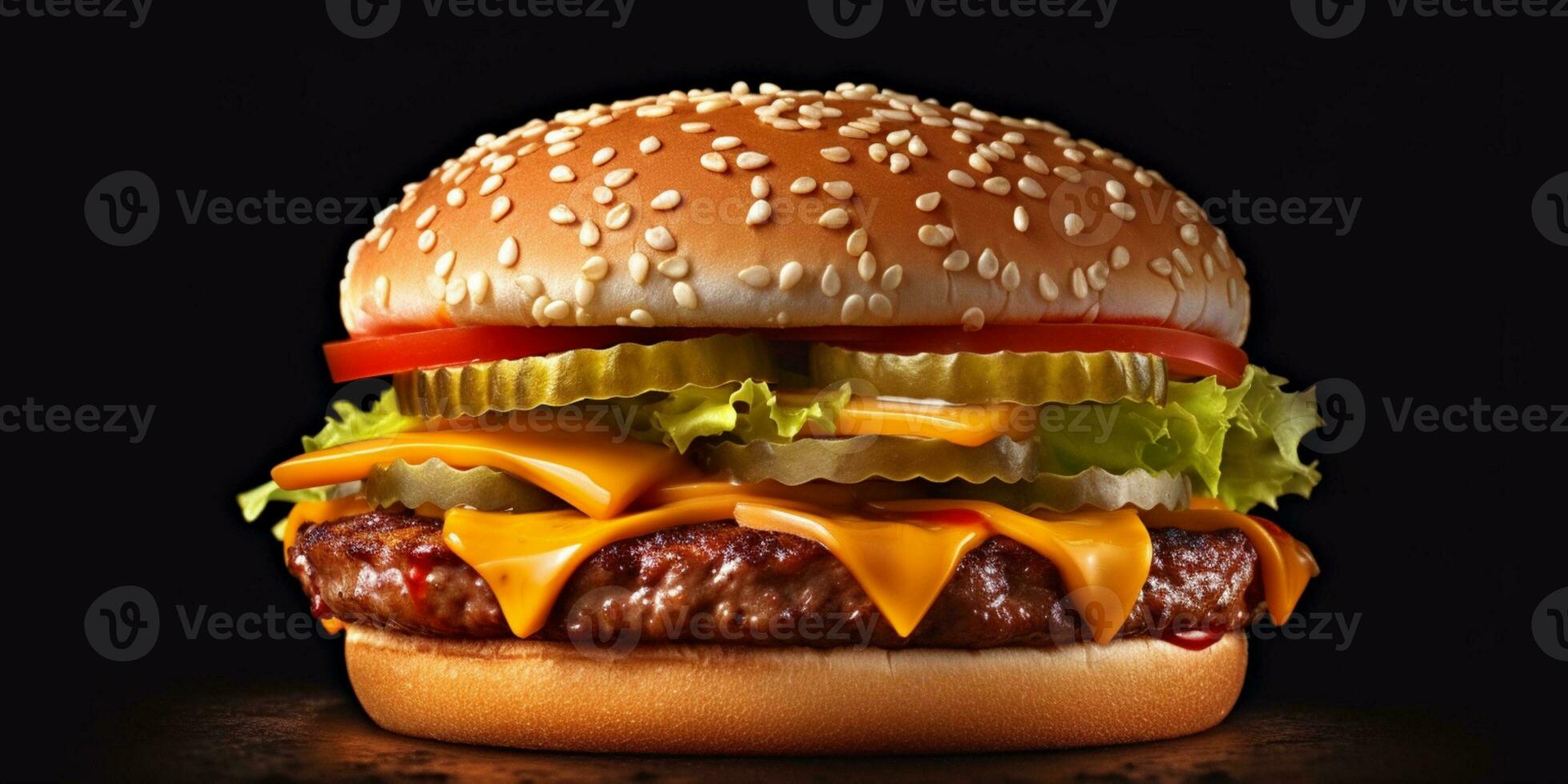 Hamburger beef blurred background, AI Generateand photo