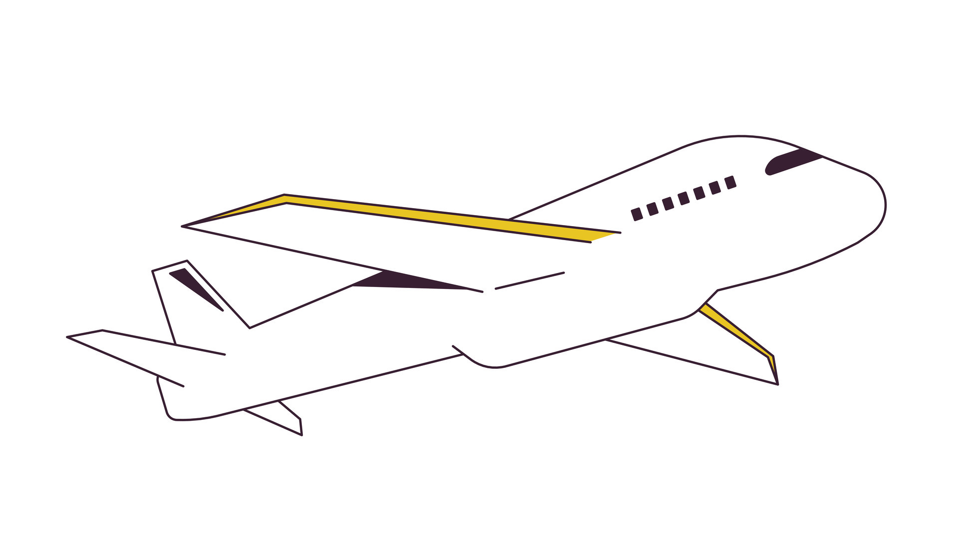 avión volador plano línea color aislado vector objeto pasajero avión