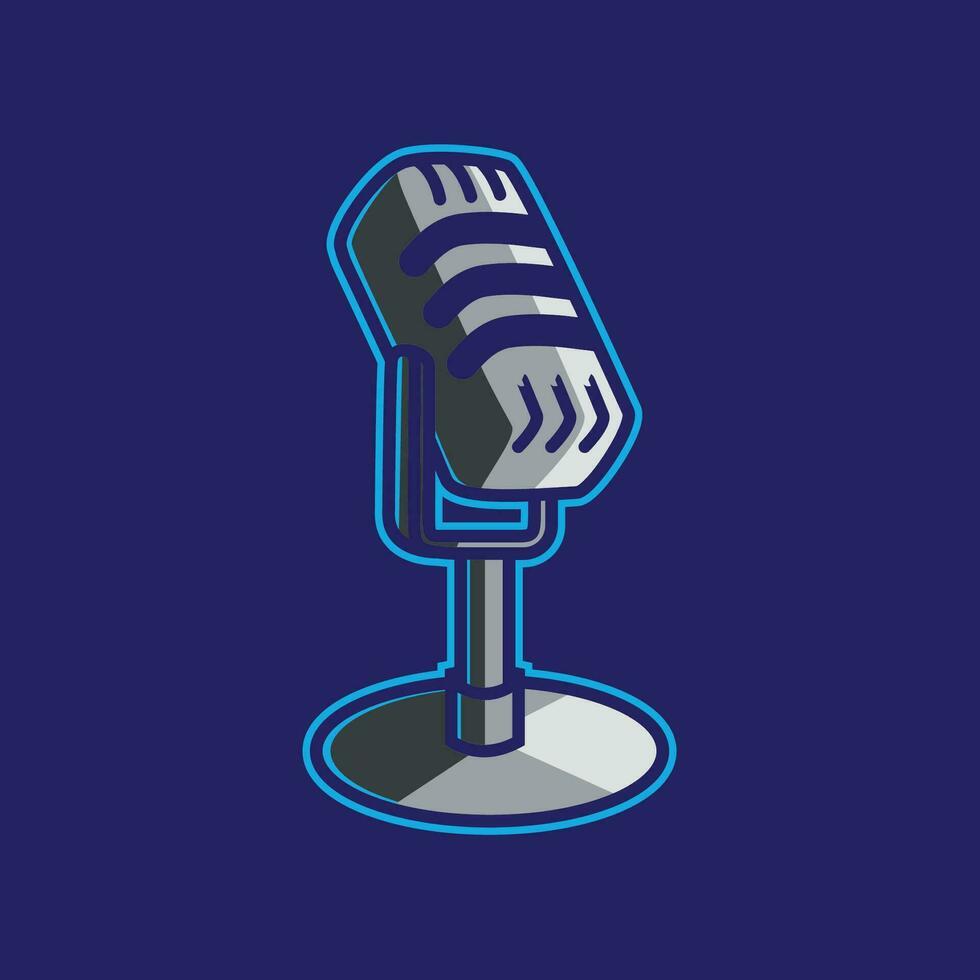 micrófono para podcast mascota logo vector