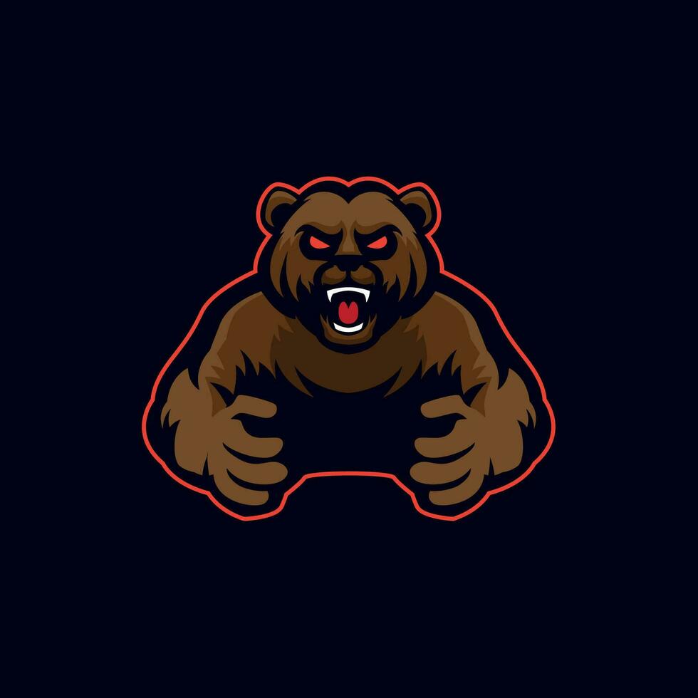 Grizzly mascot angry pose logo vector