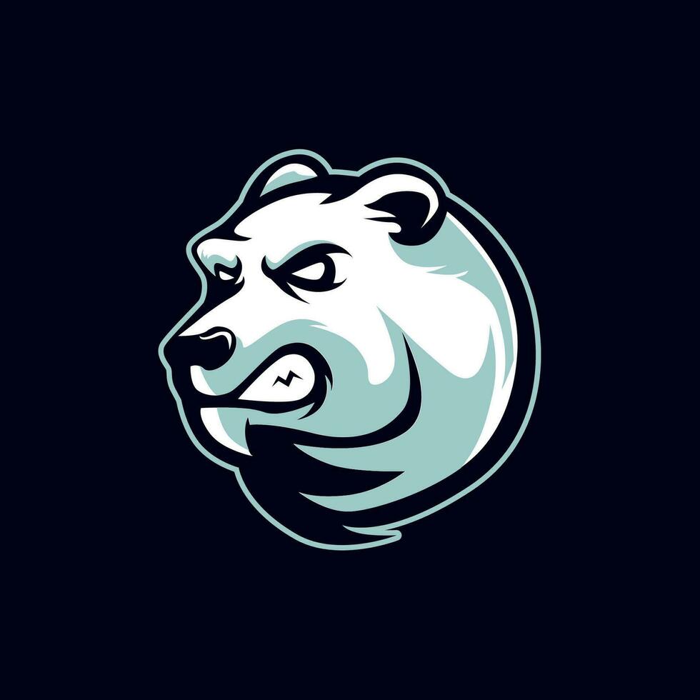 polar oso cabeza enojado mascota logo vector