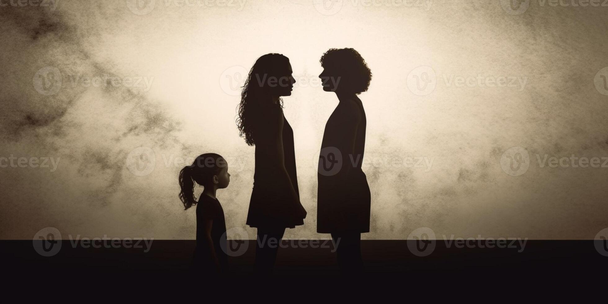 Mental health a parent silhouette blurred background, photo