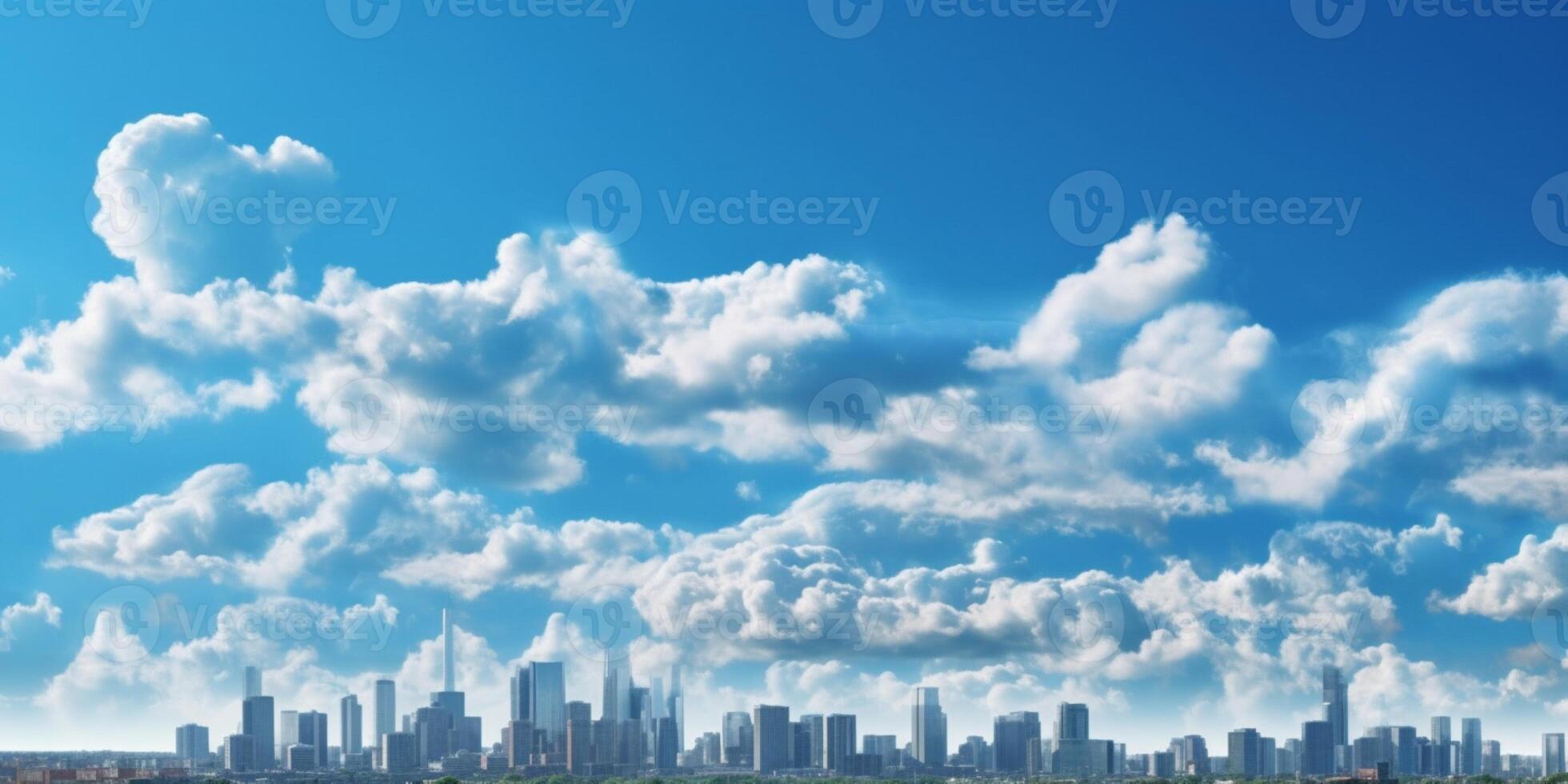 Blue sky city skyline could and building Background. AI Generated photo