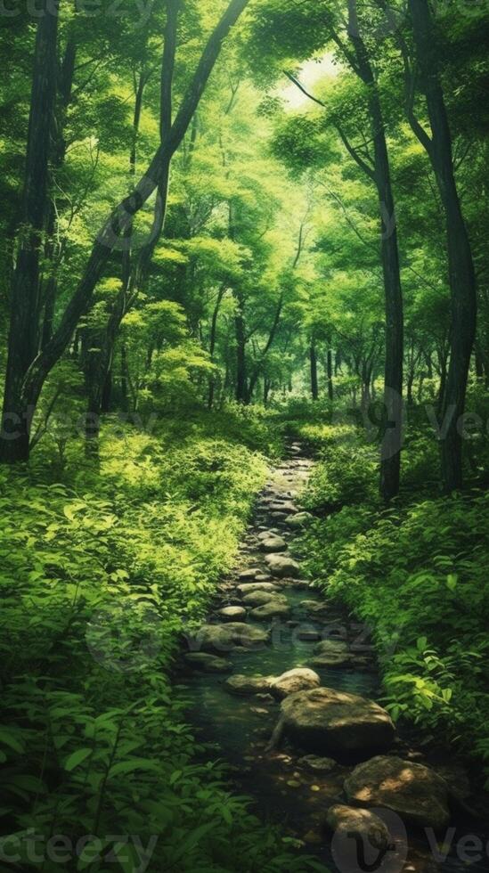 Lush green forests plant background. photo
