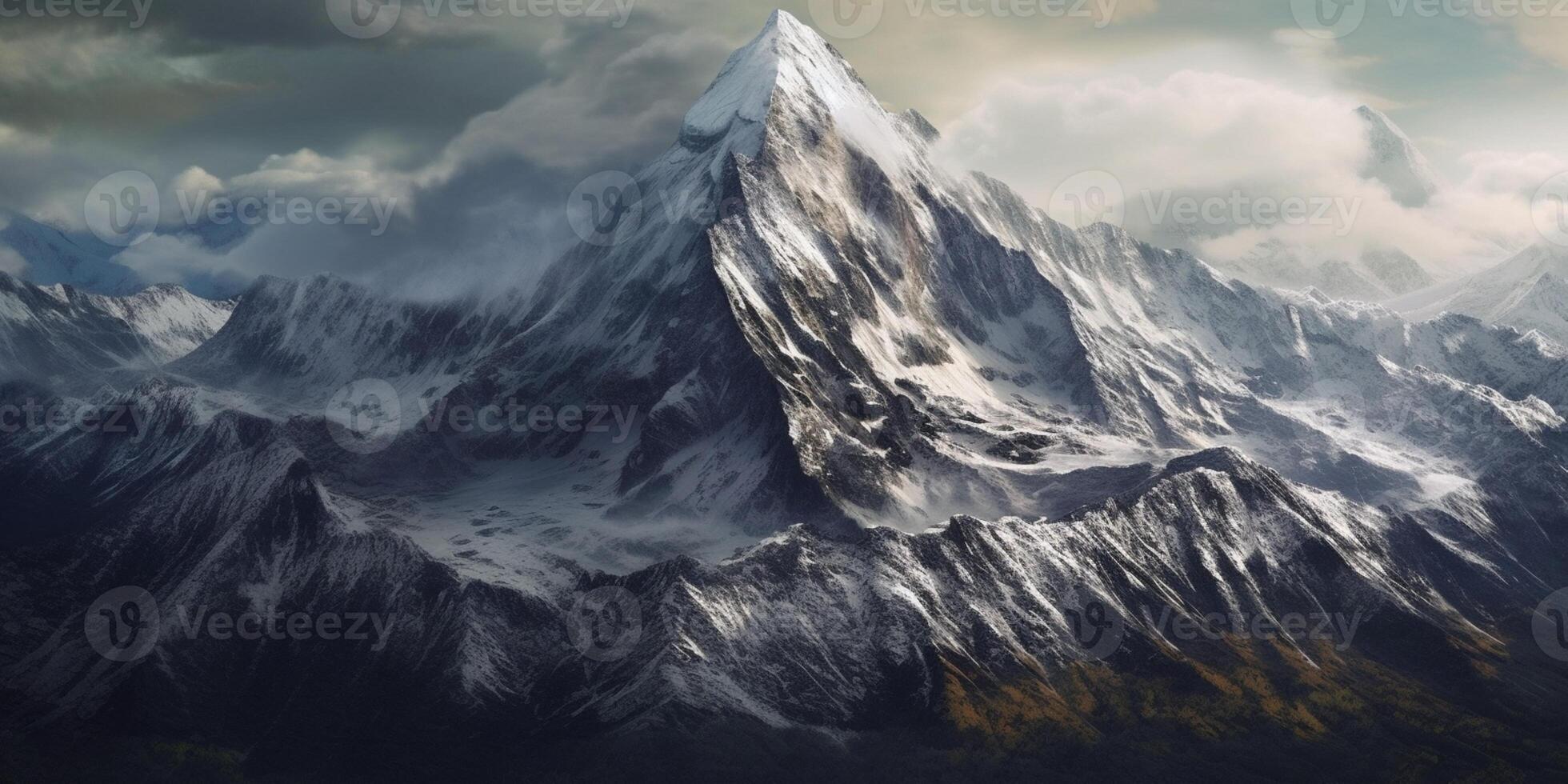 Rocky mountain with cloud scape background. photo