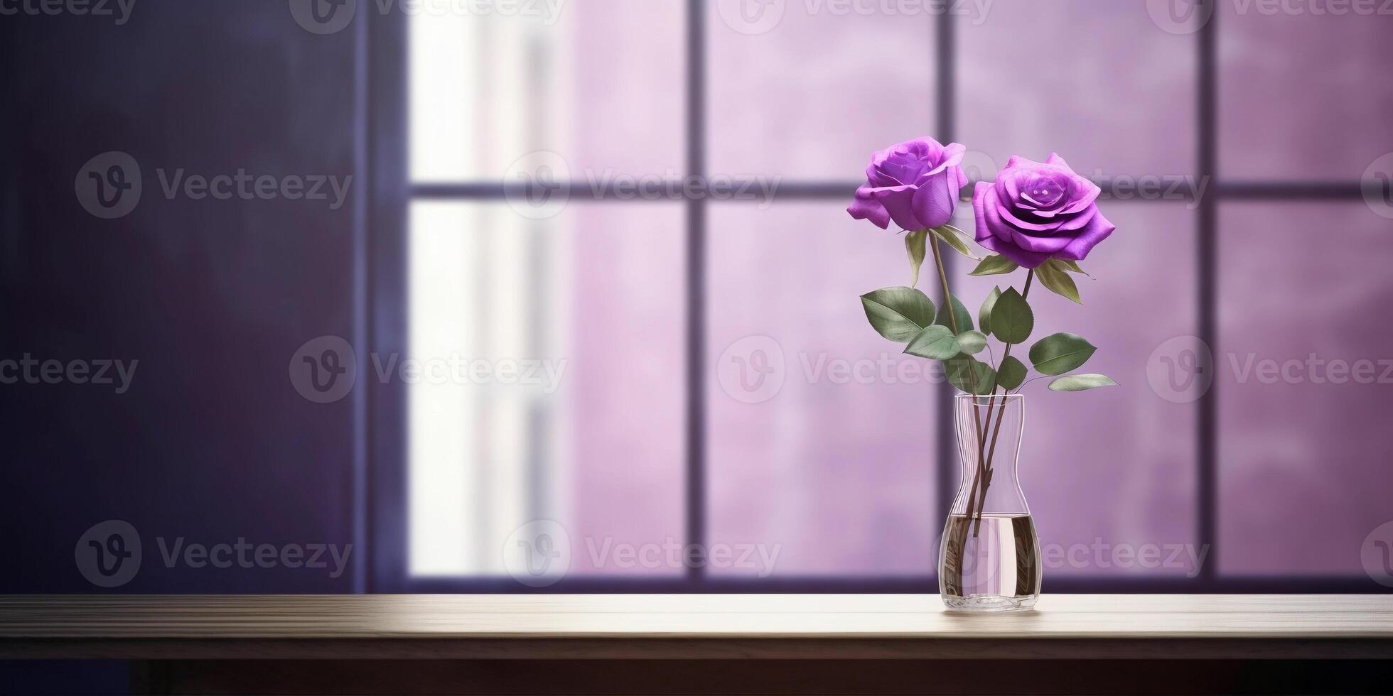 White rose flower and window with sun light copy space blurred background, photo