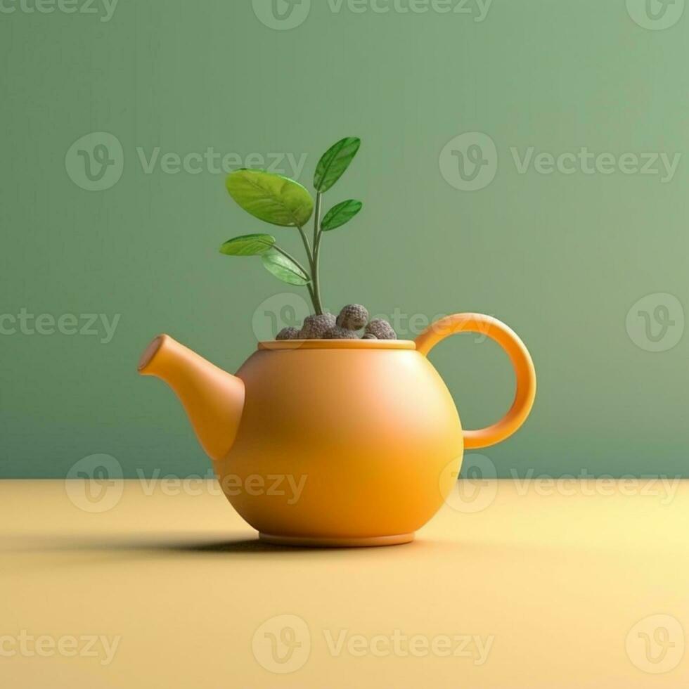 A pot and little tree isolated background, AI Generated photo