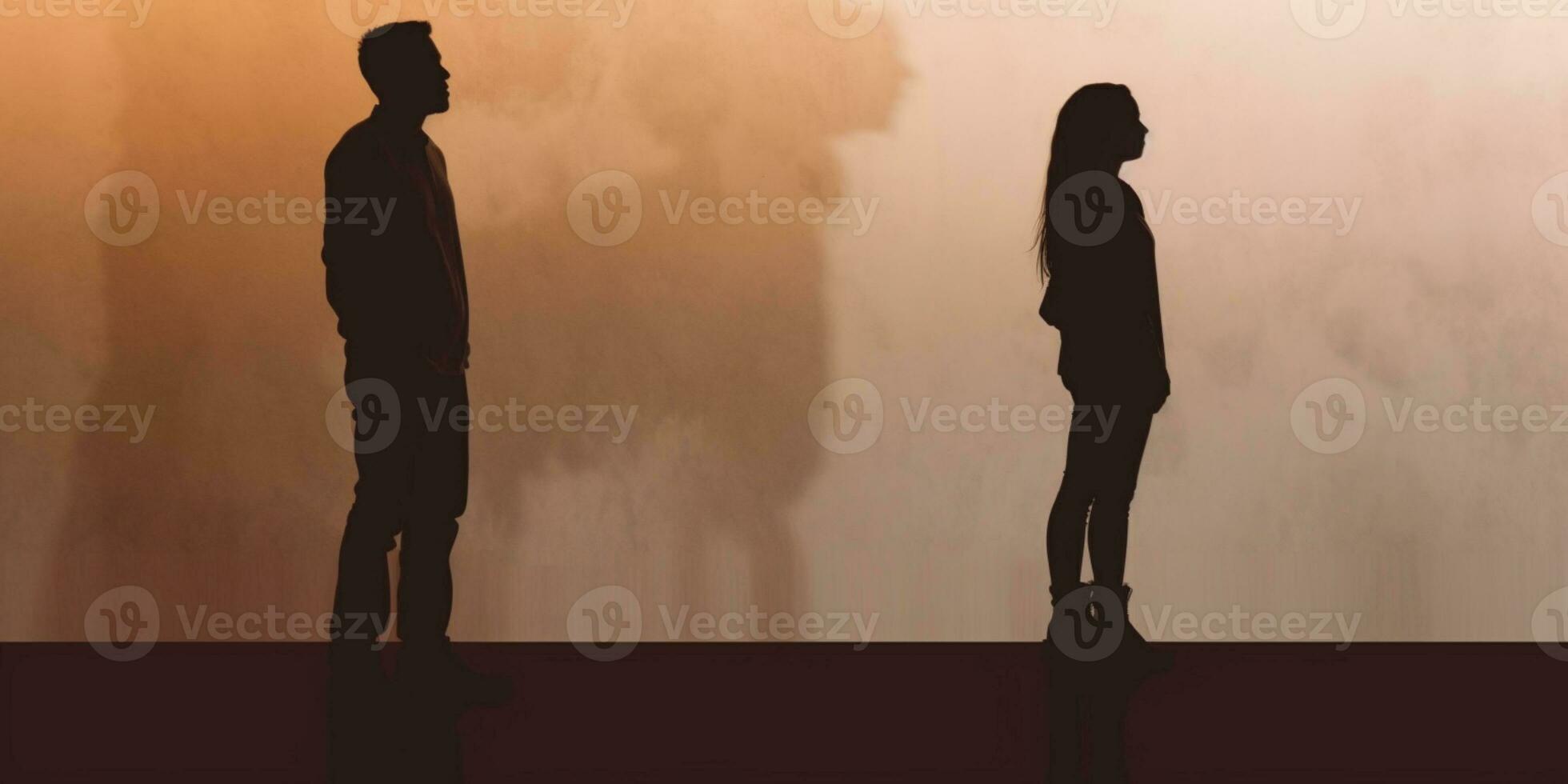 Silhouette of two people mental health, AI Generated photo