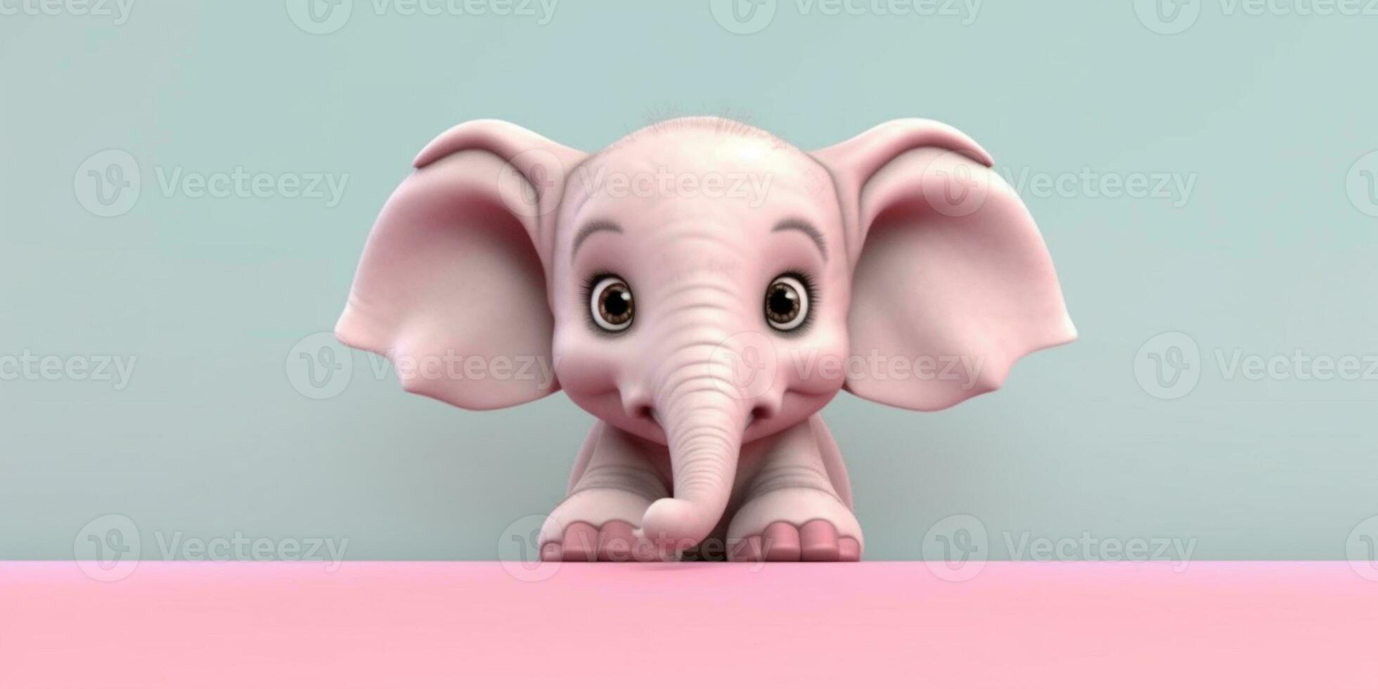 Baby elephant cute animal clay cartoon animation, AI Generated photo
