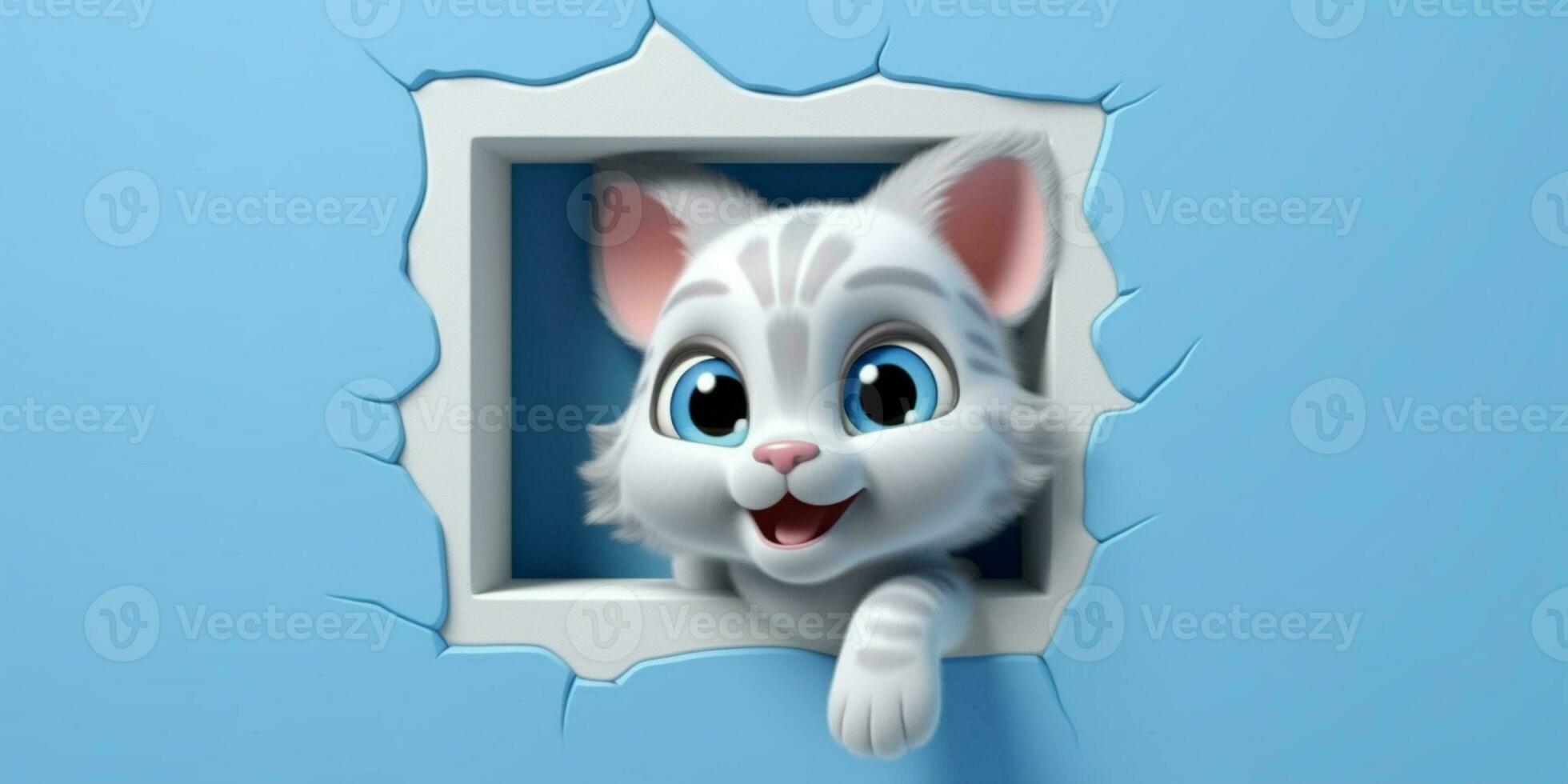 gato linda animal arcilla dibujos animados animación, ai generado foto