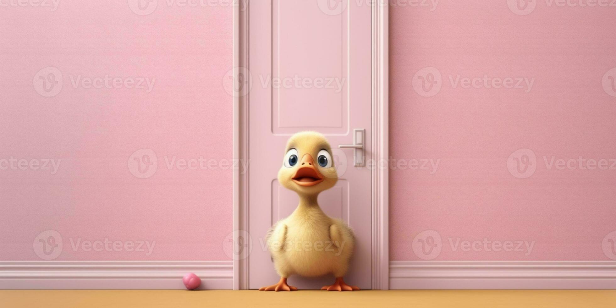 Duck little cute animal clay cartoon animation, AI Generated photo