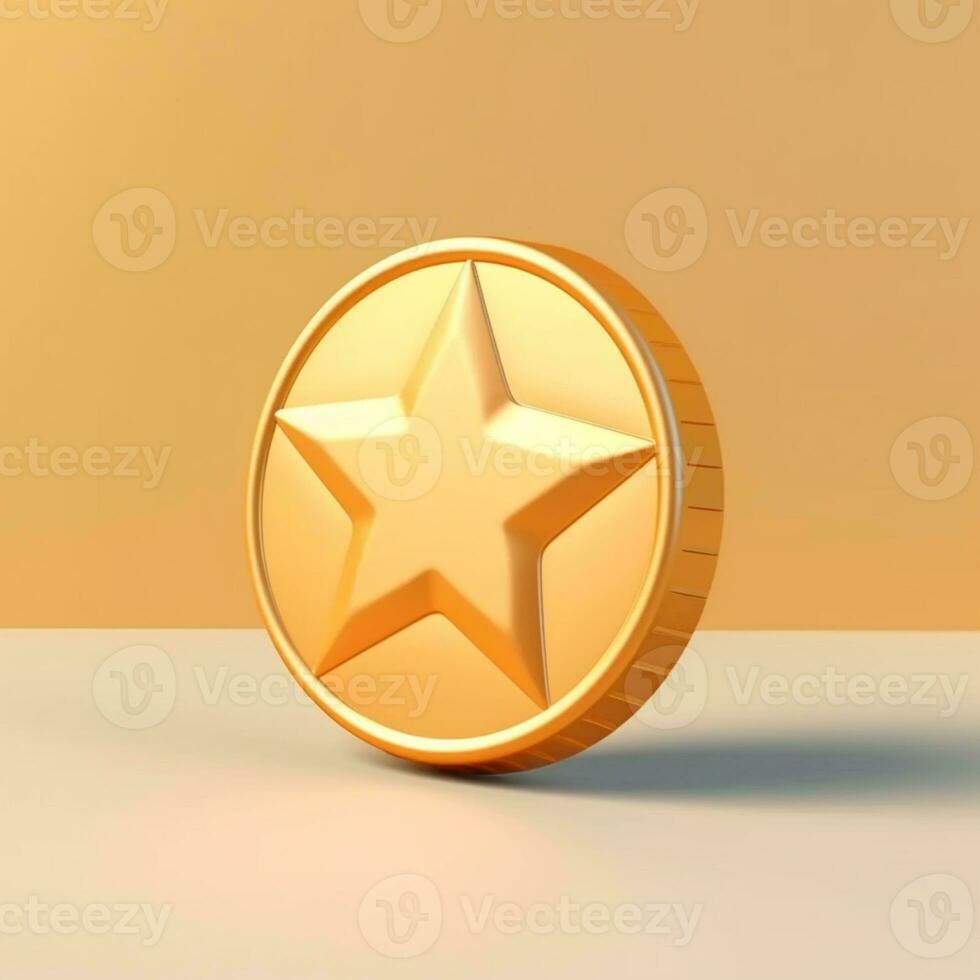 Star gold medal winner for competition and rank, AI Generated photo
