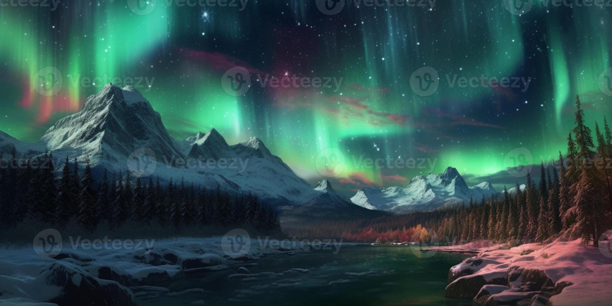 Northern Lights sky magical view, AI Generated photo