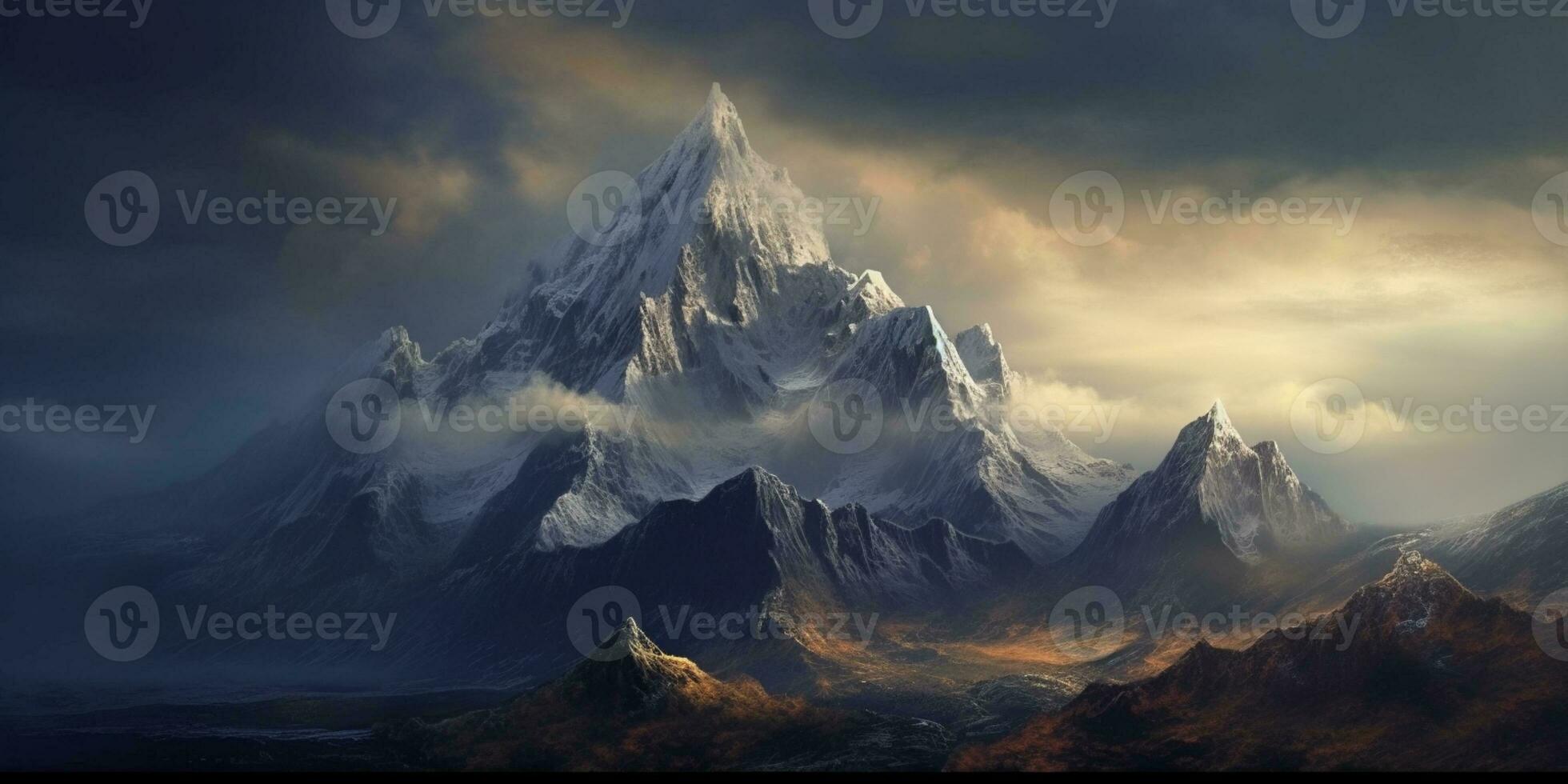 Mountains with peaks and valleys. AI Generated photo