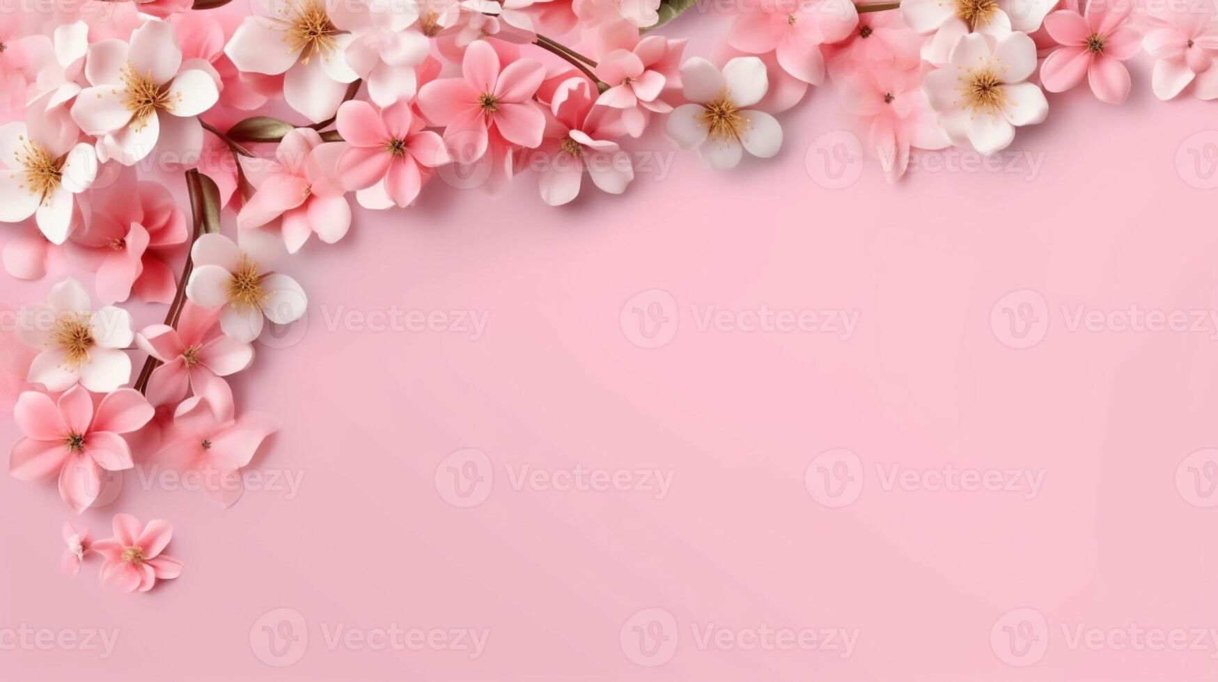 Pink flower copy space background. photo