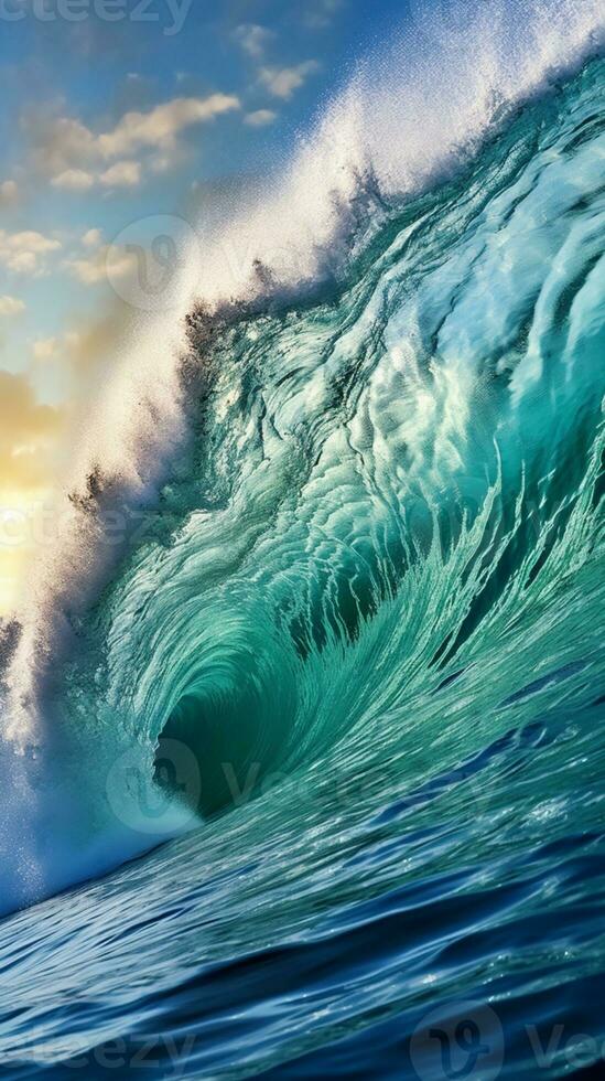 Ocean wave blue water background. AI Generated photo