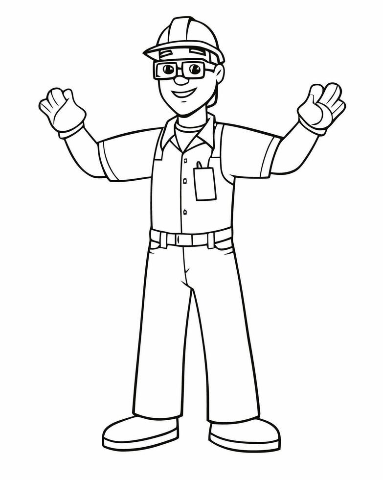 construction worker coloring page 26190508 Vector Art at Vecteezy