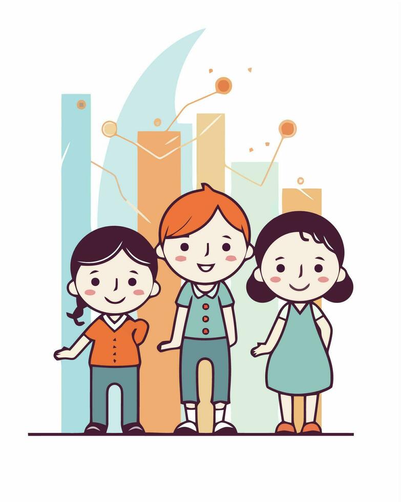 kids and charts vector