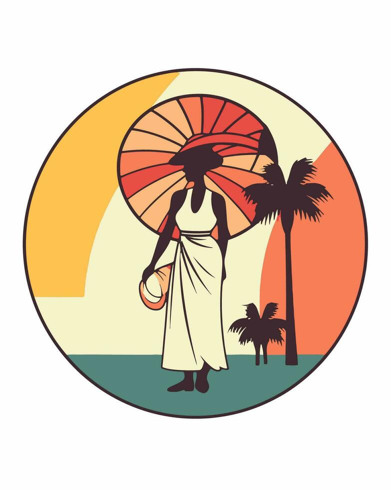 woman in dress on vacation vector