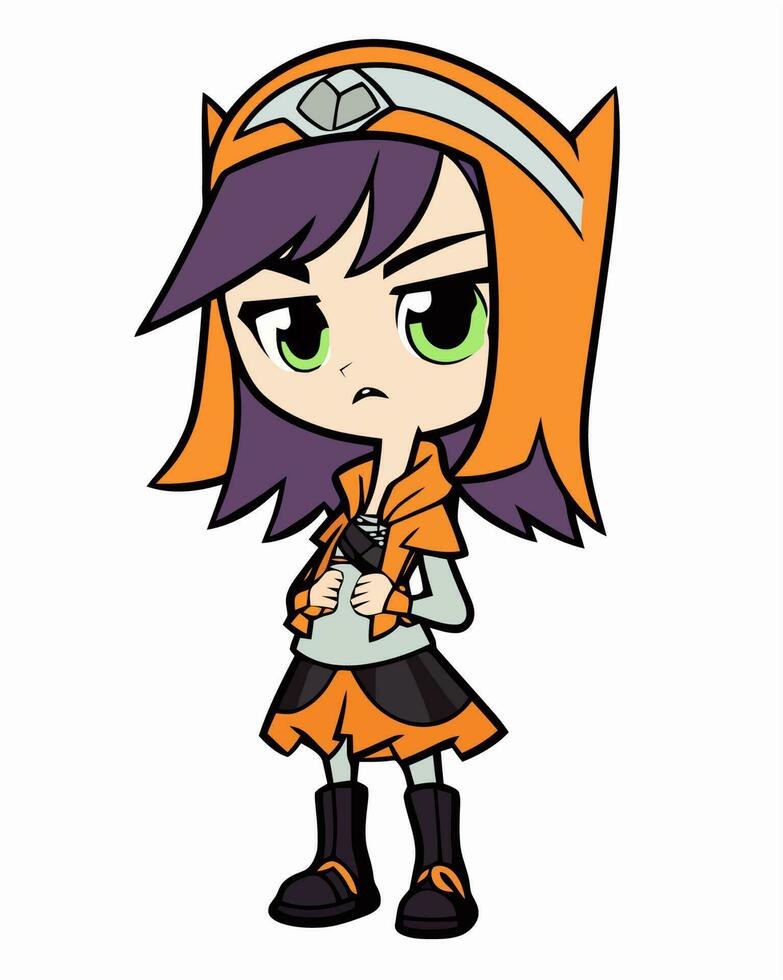 smug cartoon girl vector