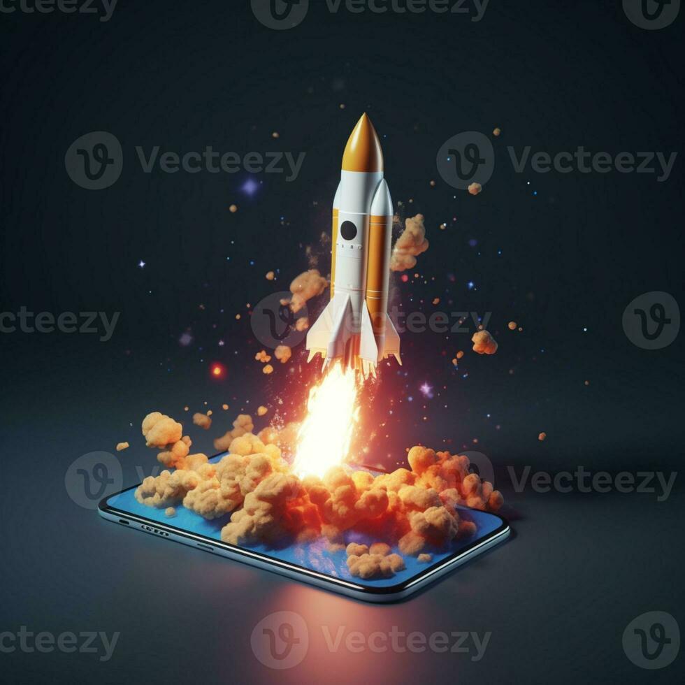 cohete lanzamiento encender tu inteligente teléfono con emocionante 3d cohete fondos de pantalla foto