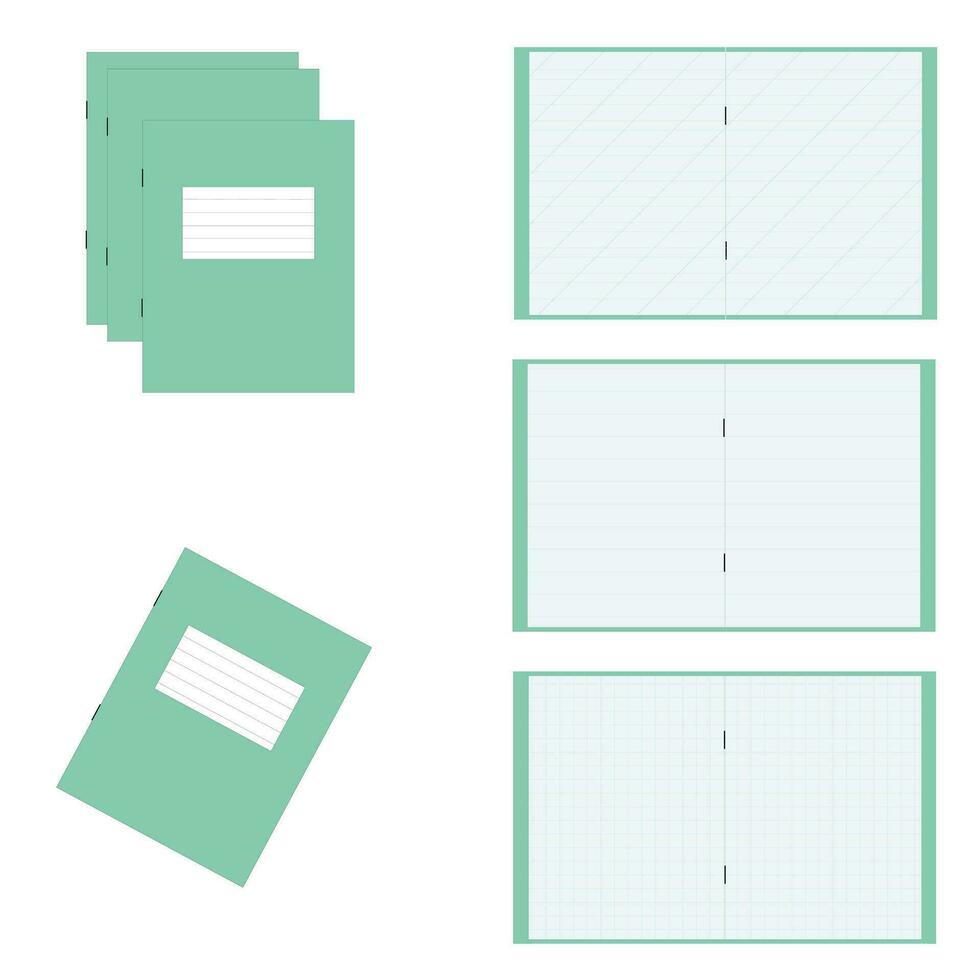 School notebook in a cage. Vector illustration isolated on white background.
