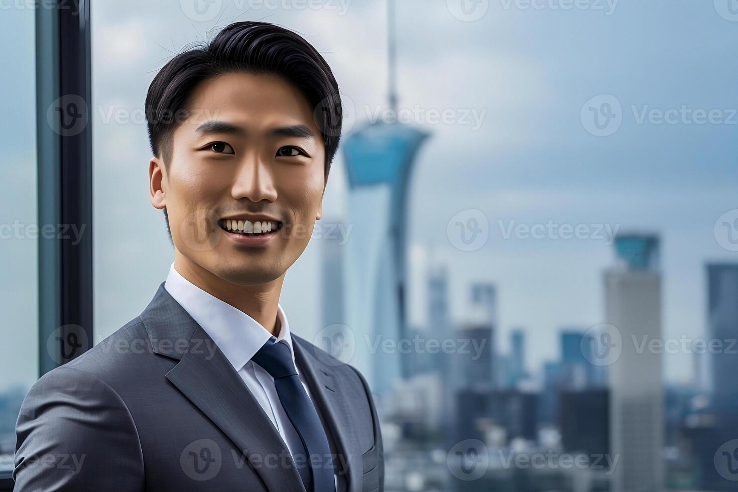 businessman stands confidently in a modern office setting, embodying leadership and success in the corporate realm, photo