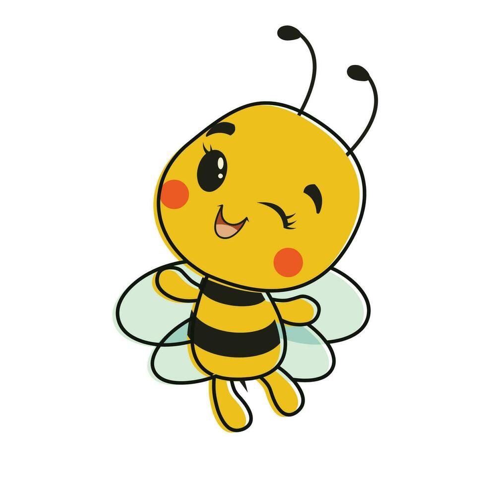 linda abeja mascota vector