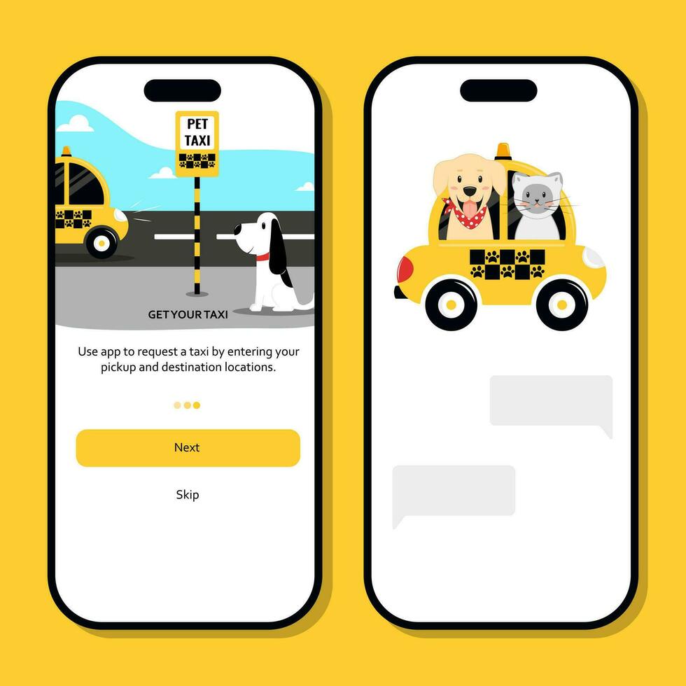 Phone App Pet taxi vector illustration Transfer service for animals