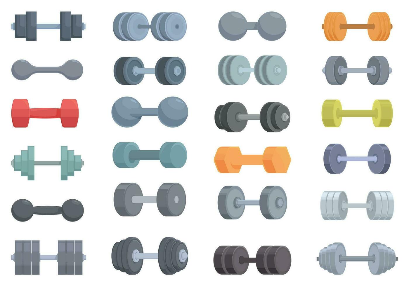 Dumbbells icons set cartoon vector. Exercise equipment vector