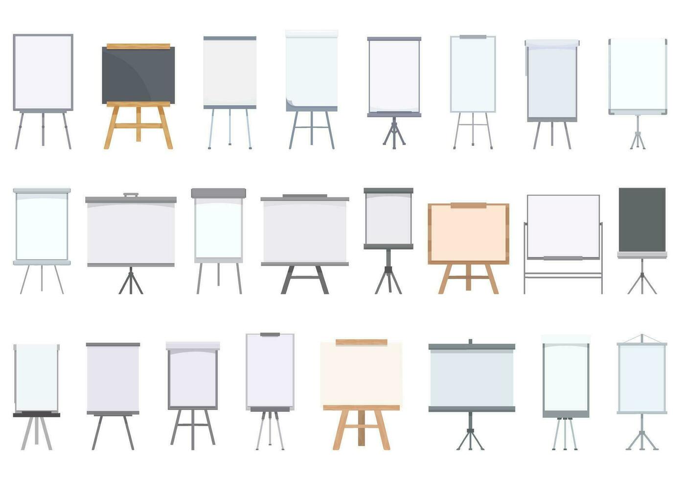 Flipchart icons set cartoon vector. Board education vector