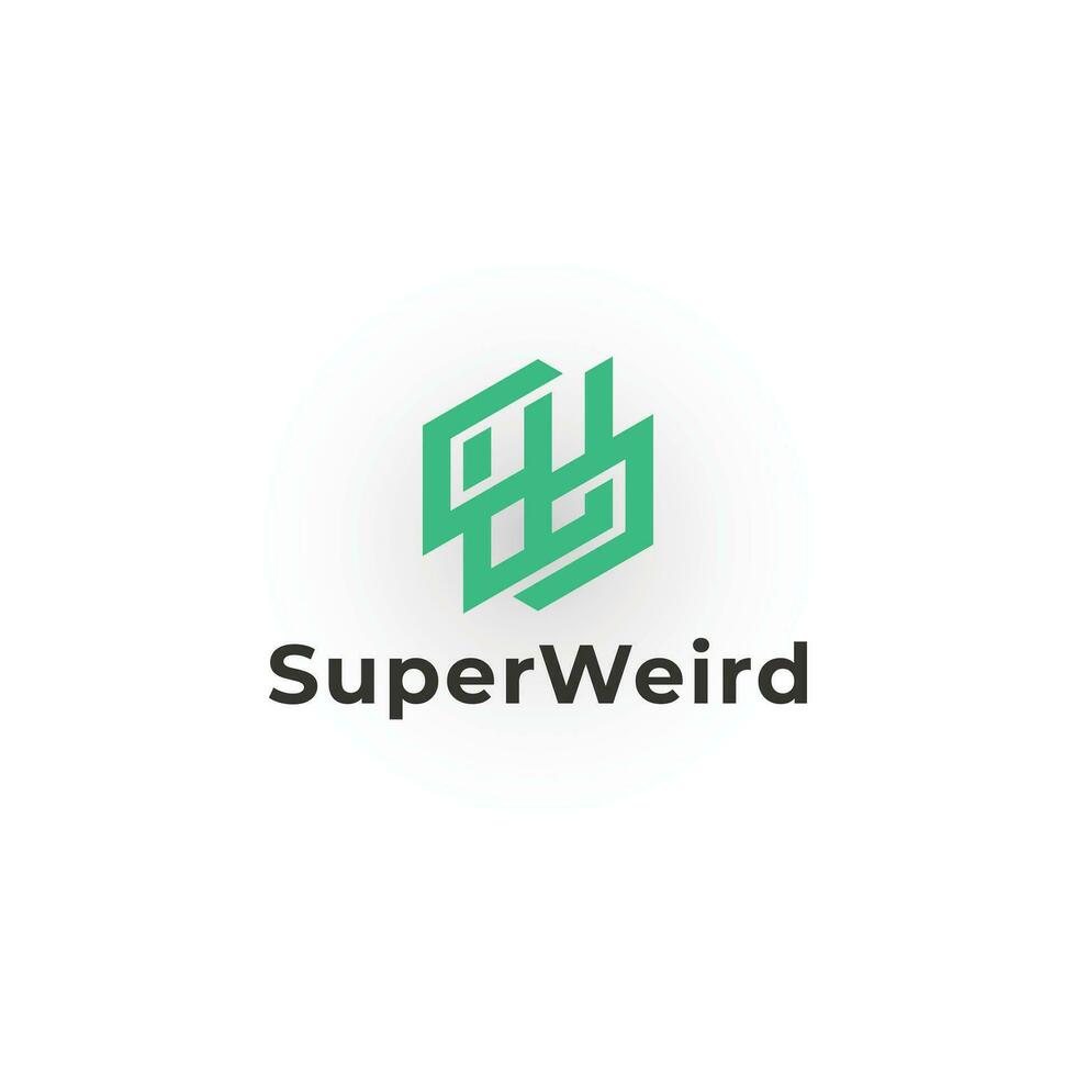 Abstract initial letter SW or WS in green color isolated on white background. S, W, SW, or WS initial logo design vector symbol graphic idea creative logo applied for business technology logo design.
