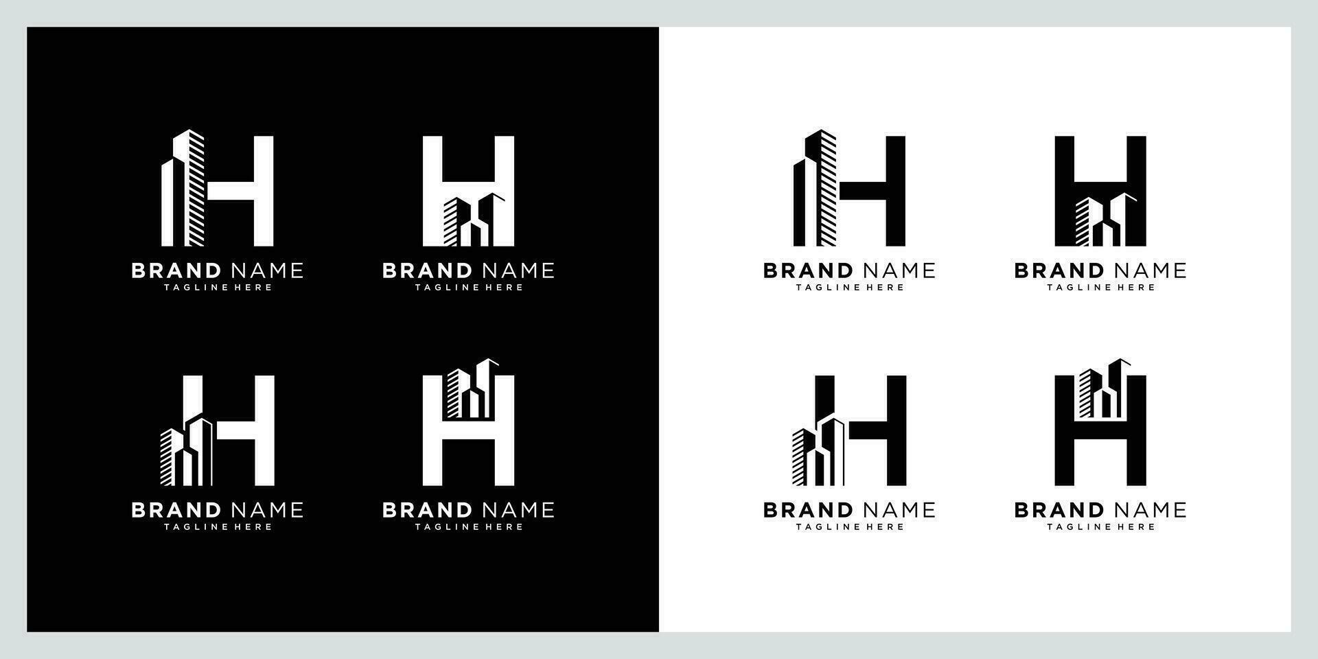 Initial H logo with real estate elements vector