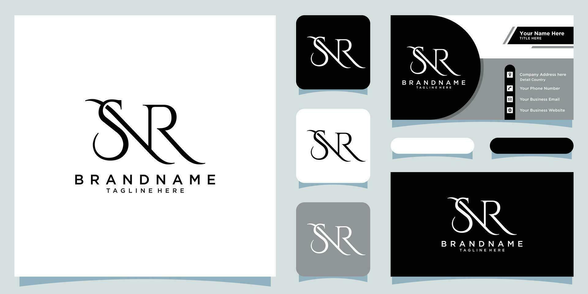 SNR Letter Initial Logo Design, Vector Template