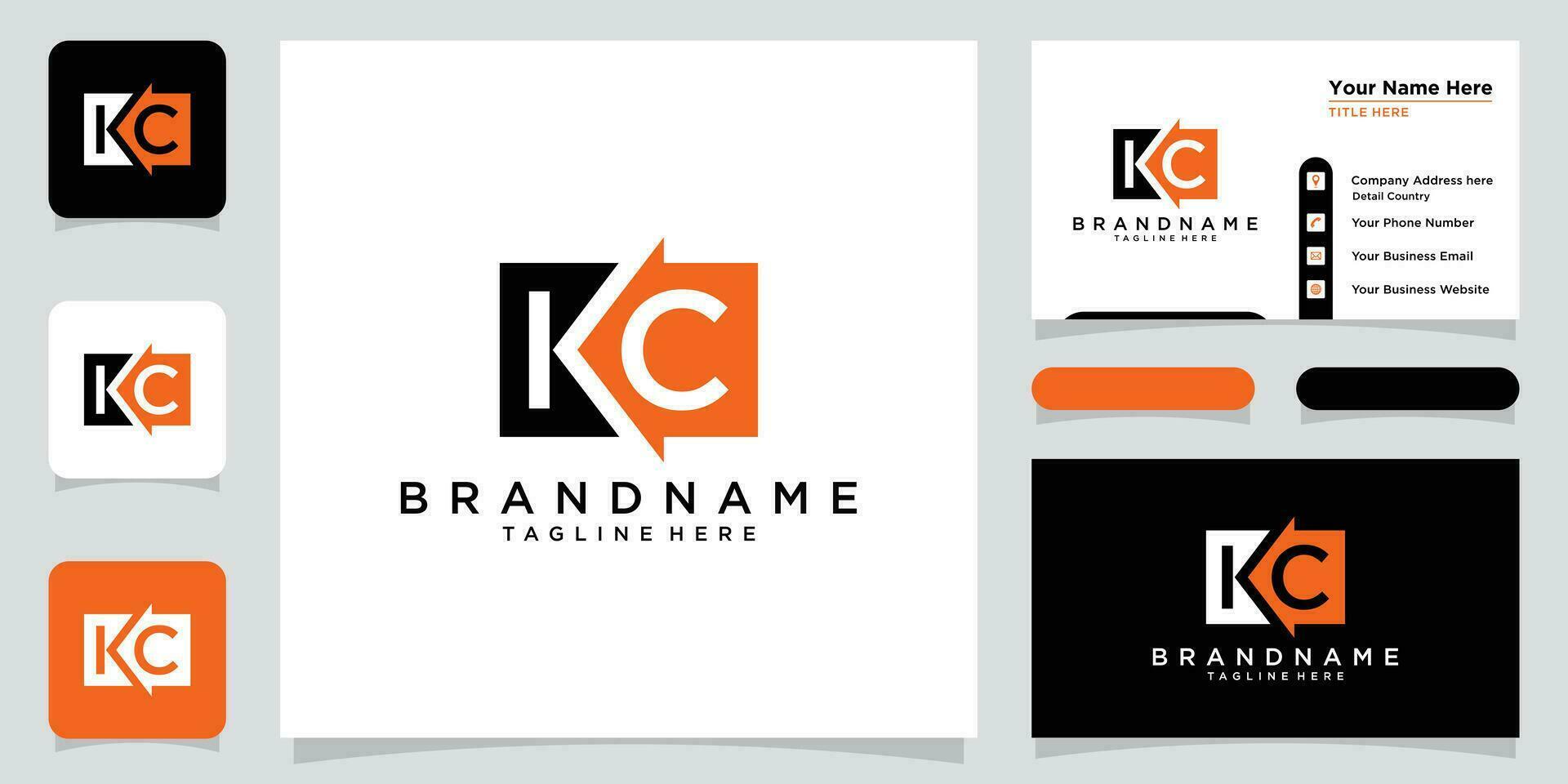 KC logo. Company logo. Monogram design. Letters K and C with business card design Premium Vector