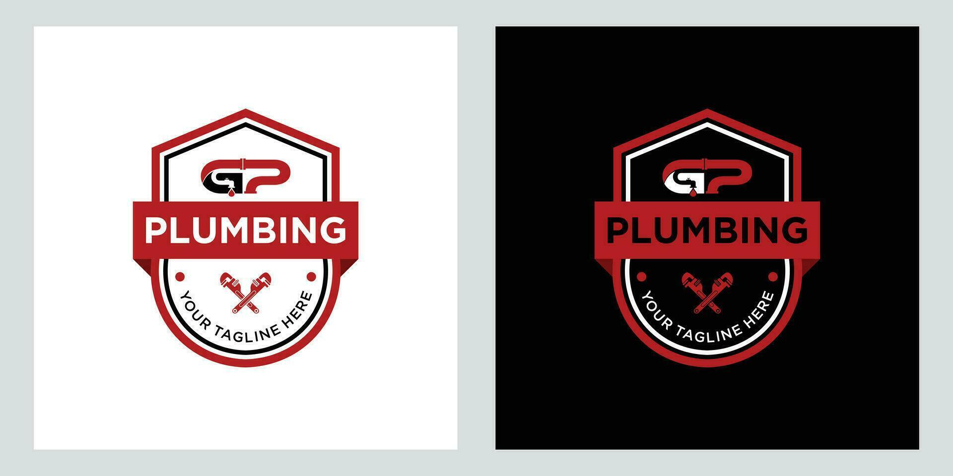 Plumbing logo template with retro or vintage style, vector illustration
