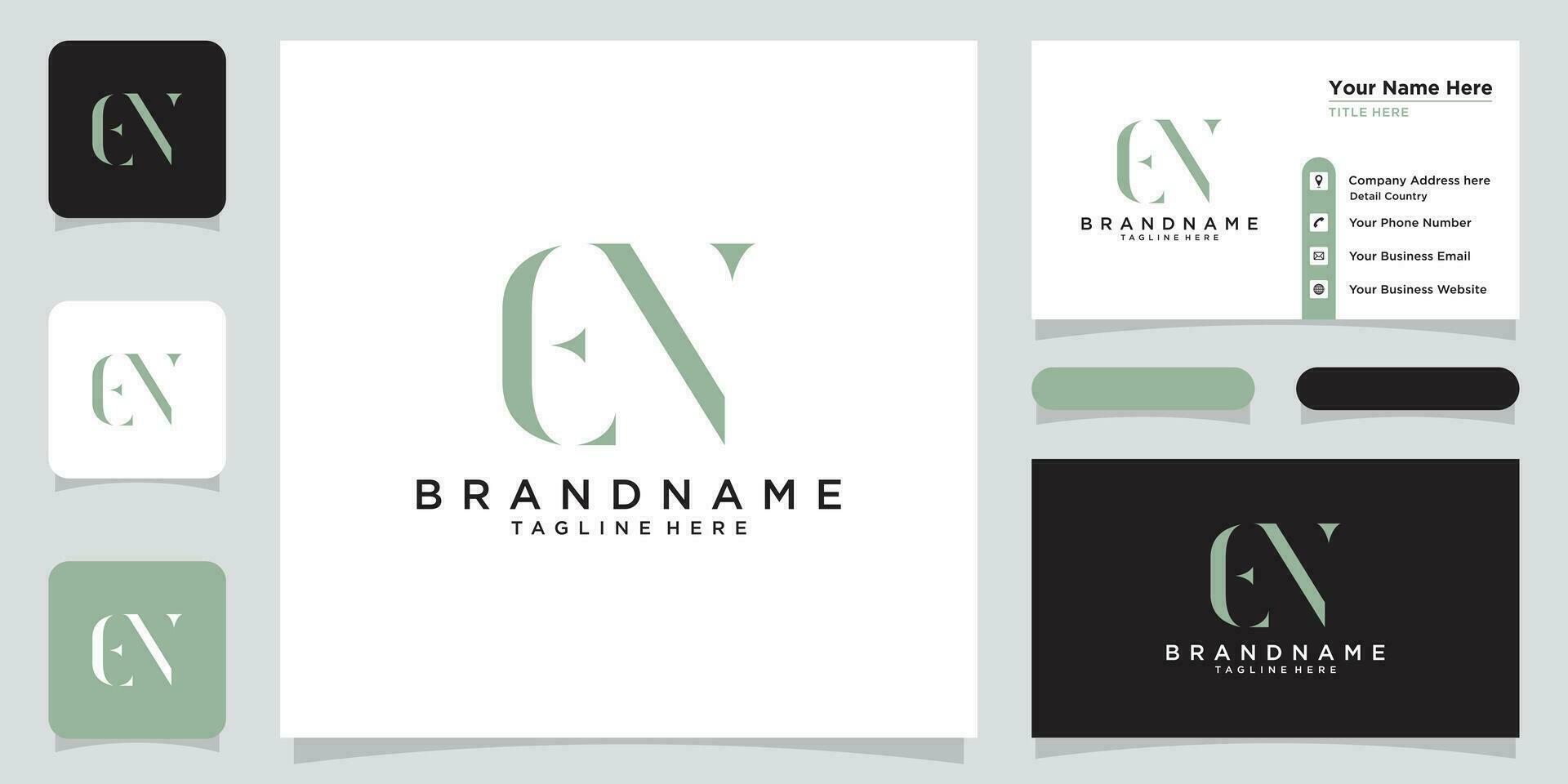 EN logo initial letter template design vector with business card design Premium Vector