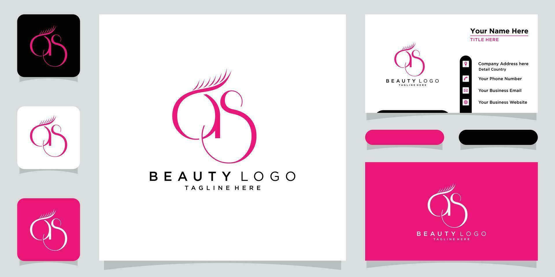 Initial letter AS,SA luxury Logo design Vector with business card design Premium Vector