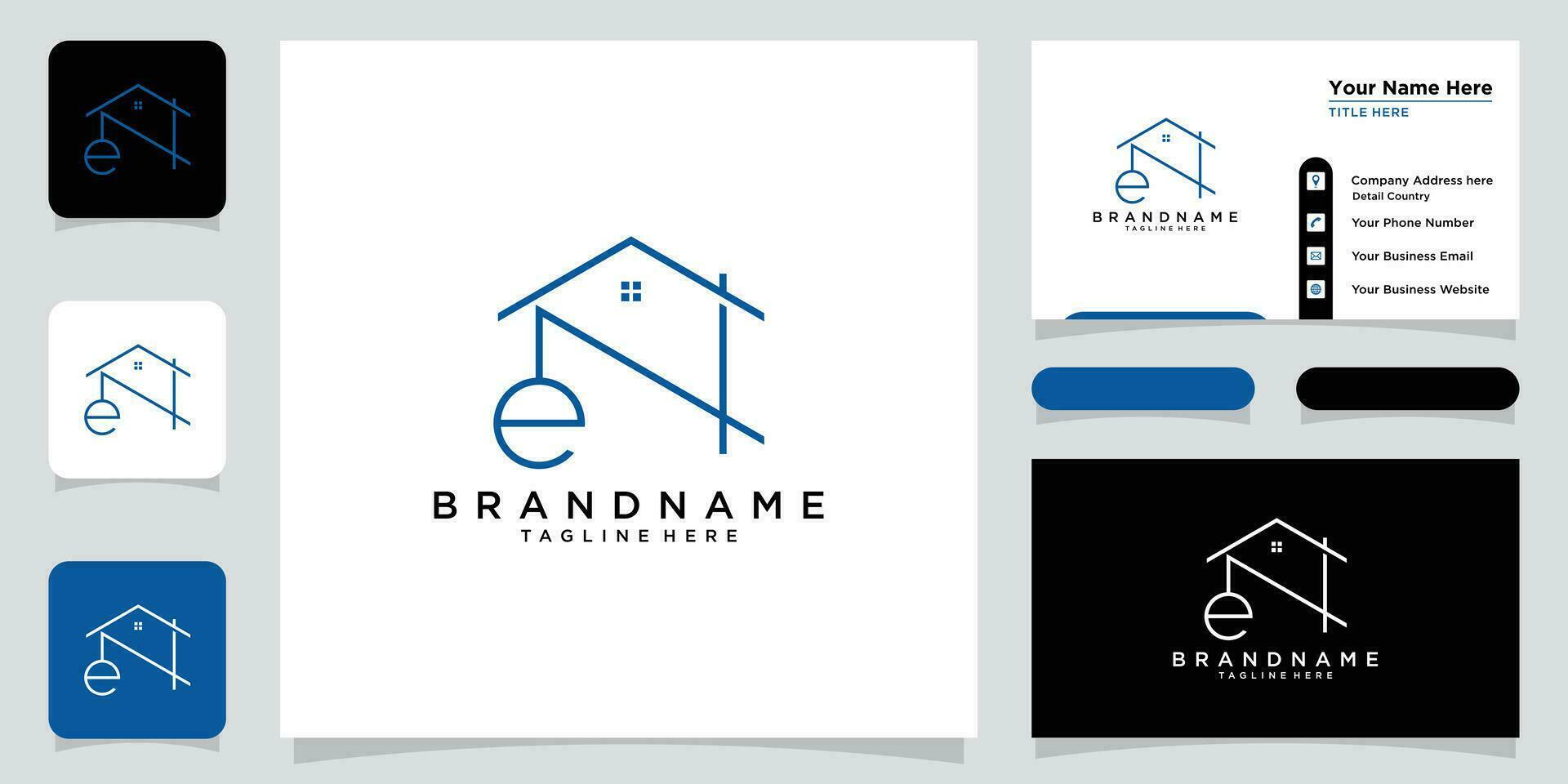 EN logo initial letter template design vector with business card design Premium Vector