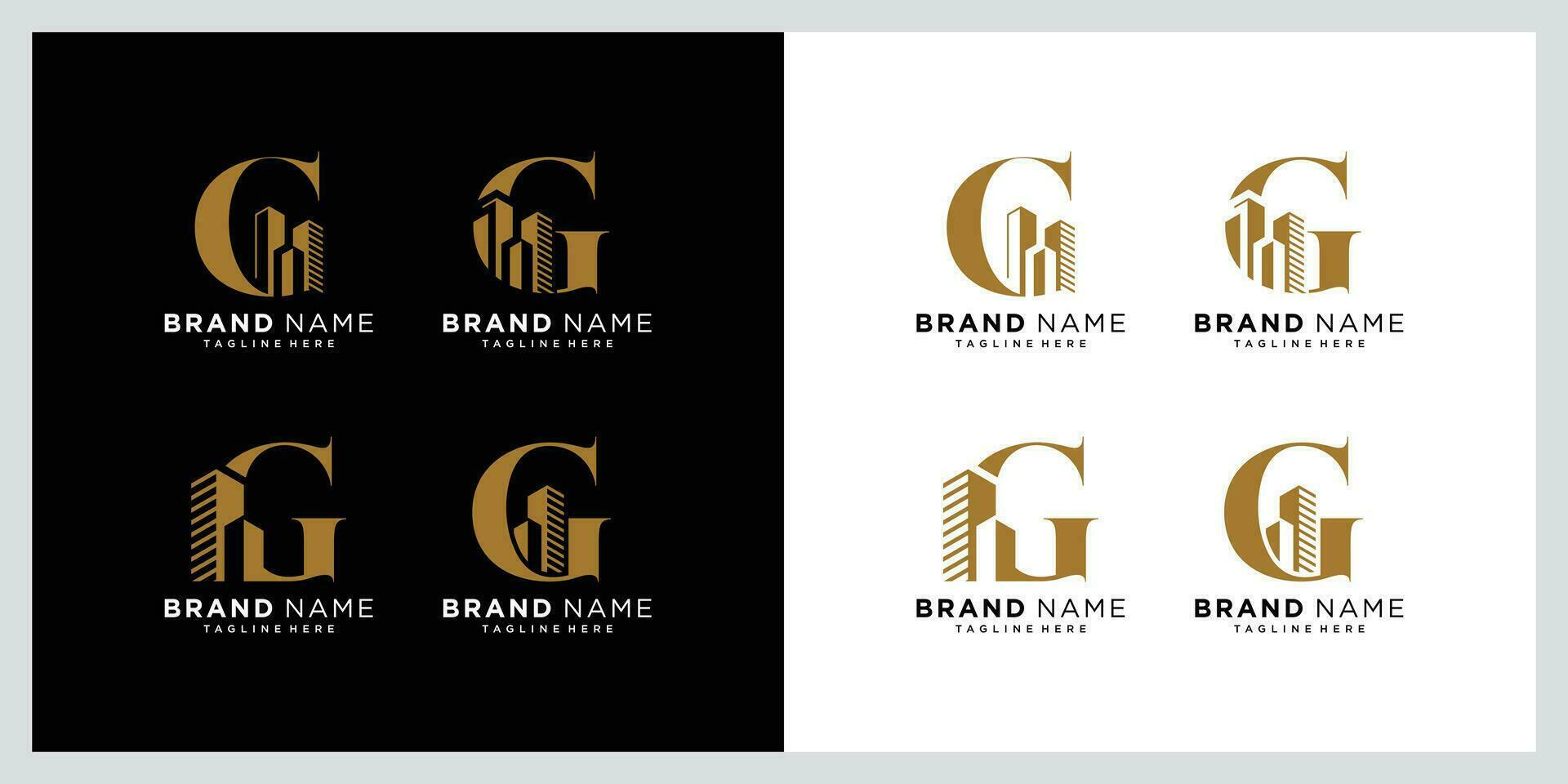 Initial G logo with real estate elements vector