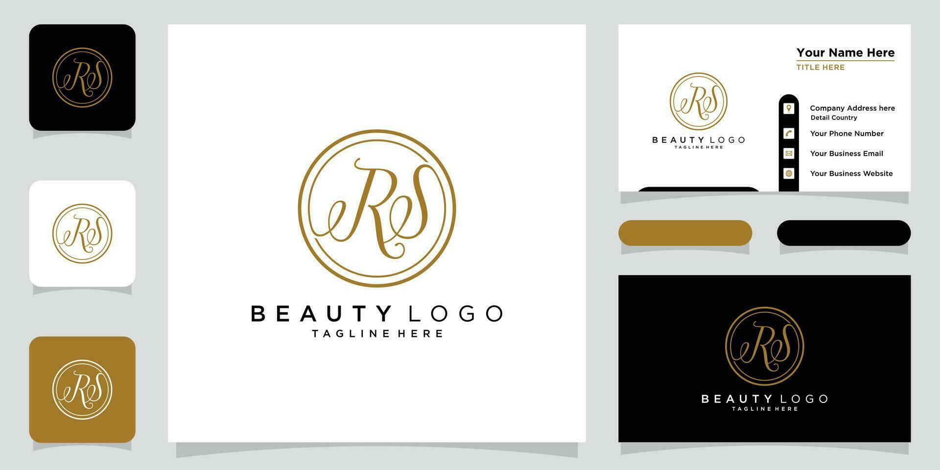 Initial letter RS beautiful handwriting logo vector template with business card design Premium Vector