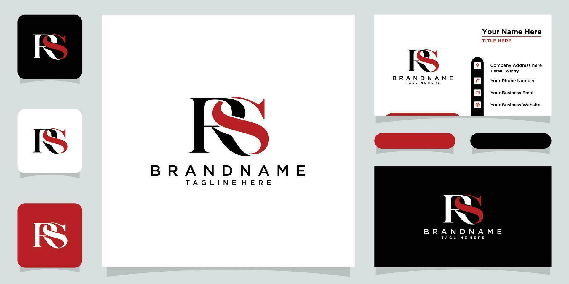 Initial Letter RS or SR typography logo design vector with business card design Premium Vector