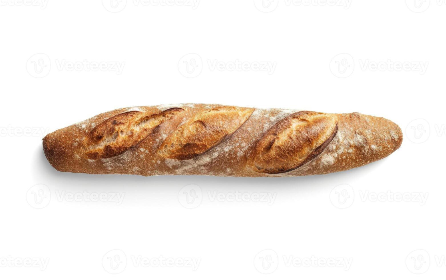 Freshly baked baguette isolated on white background. Generative AI photo